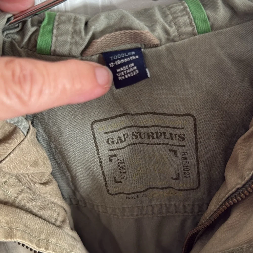 *LIKE NEW* GAP Boy's Military-Style Hooded Jacket - Toddler 12-18 months